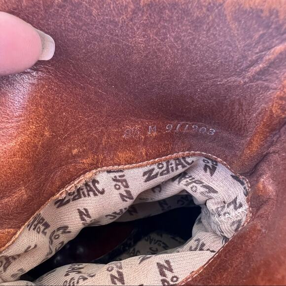 Vintage 70s 80s Zodiac cognac leather heeled booties boots 8 1/2M - Picture 4 of 9